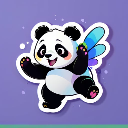 A flying panda sticker