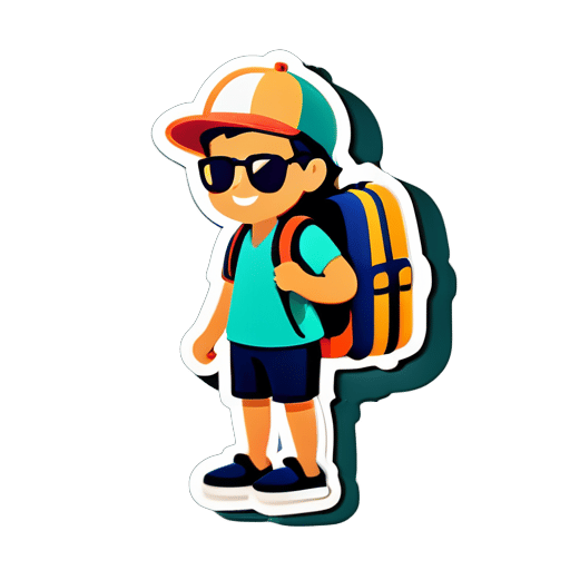 notion style, a traveler on a vacation sticker