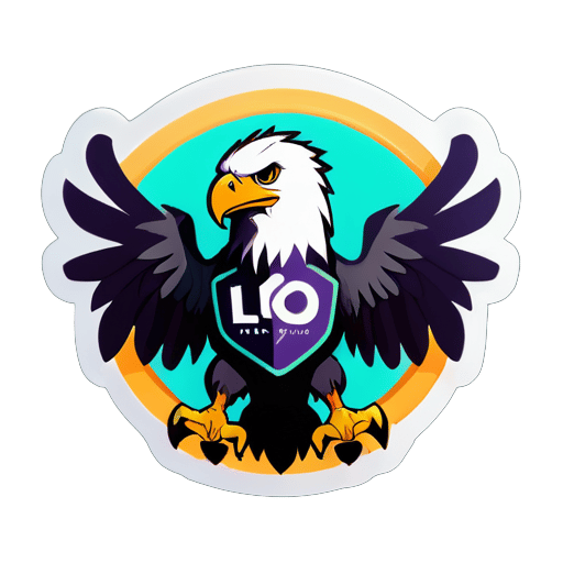 創建一個帶有老鷹的動畫工作室標誌，工作室名稱是ILO sticker