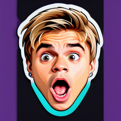 Create a surprised expression of Justin Bieber sticker