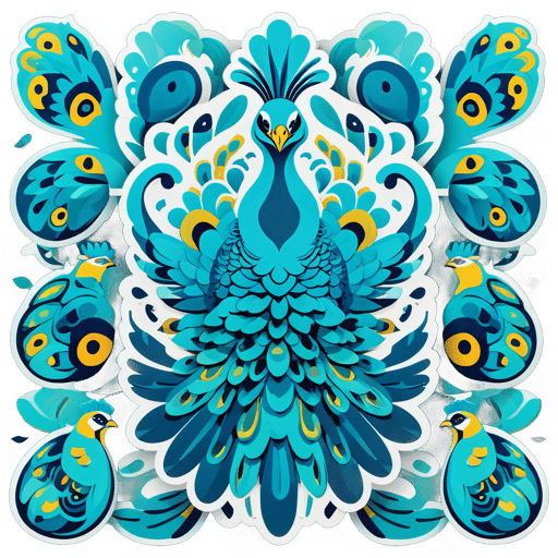 Thickset Turquoise Peafowls sticker