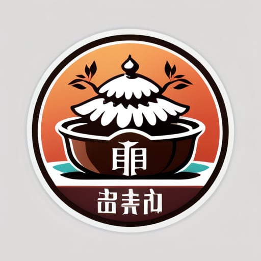 Diseñar un logo para una tienda llamada 'Tienda de Especialidades Antiguas de Té', que se especializa en la venta de especialidades de carne seca de Mongolia Interior, productos lácteos y cajas de regalo de té. sticker