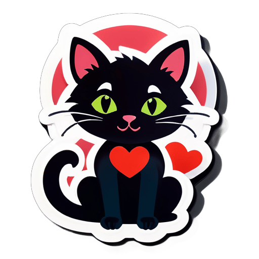 貓咪與心形 sticker