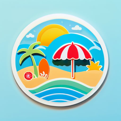 Summer scene theme sticker sticker