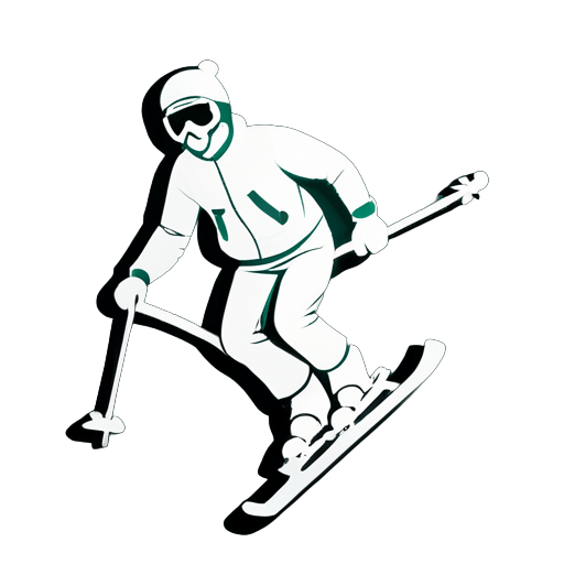 在雪地上摔倒的男人，手持滑雪板 sticker