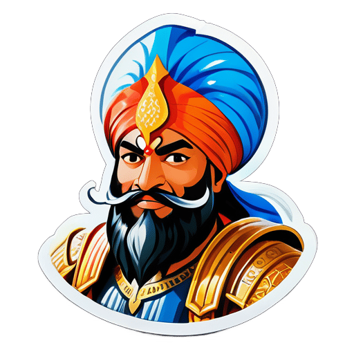 Un homme sikh en armure de guerrier photoréaliste sticker