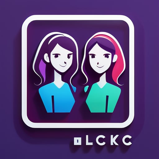 Logik Square Software Firmenlogo mit Mädchen sticker
