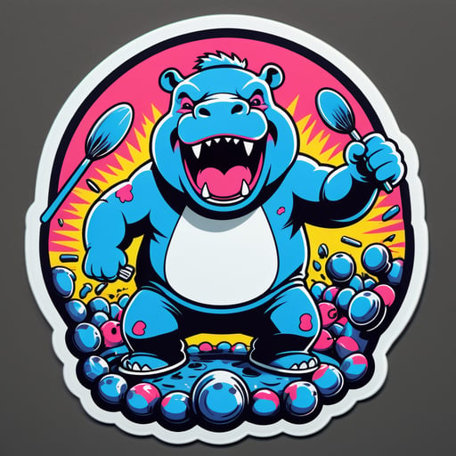 Hipopótamo Hardcore con Mosh Pit sticker