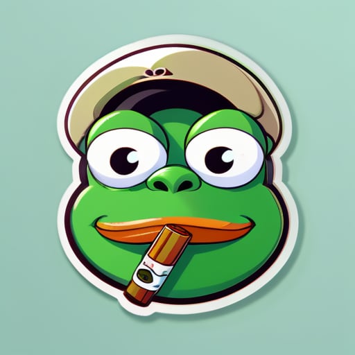一張可愛的 Pepe 吸食 🚬 可卡因的圖片 sticker