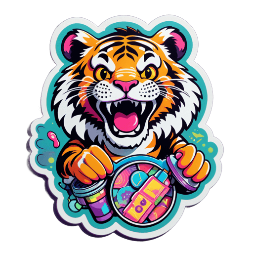 Trip Hop Tiger mit Sampler sticker