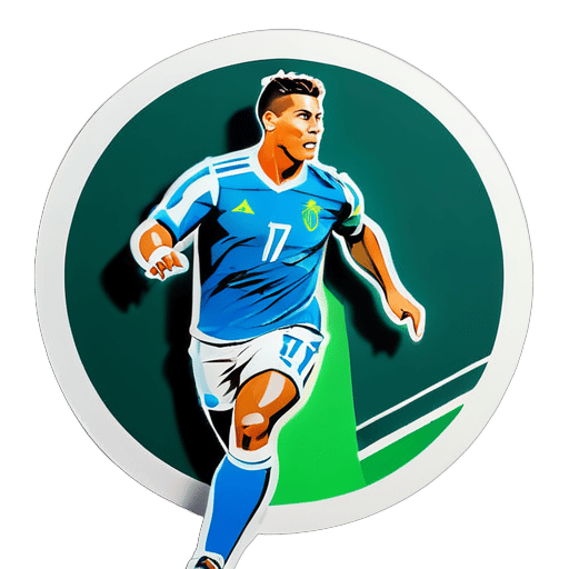 Ronaldo is running with football sticker