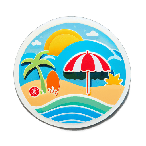 Summer scene theme sticker sticker
