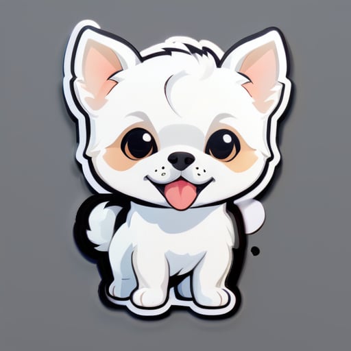 a small dog,white color, lovely sticker