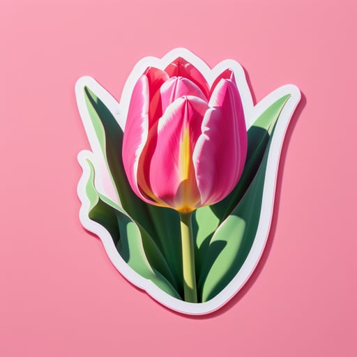 Ouverture d'une tulipe rose à la lumière du matin sticker