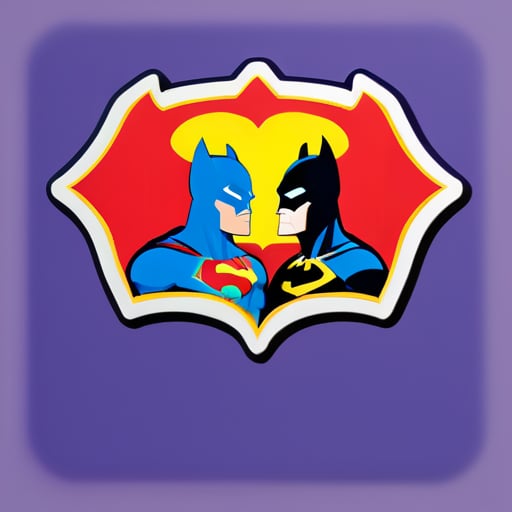 super man and a bat man staring at each other
 sticker