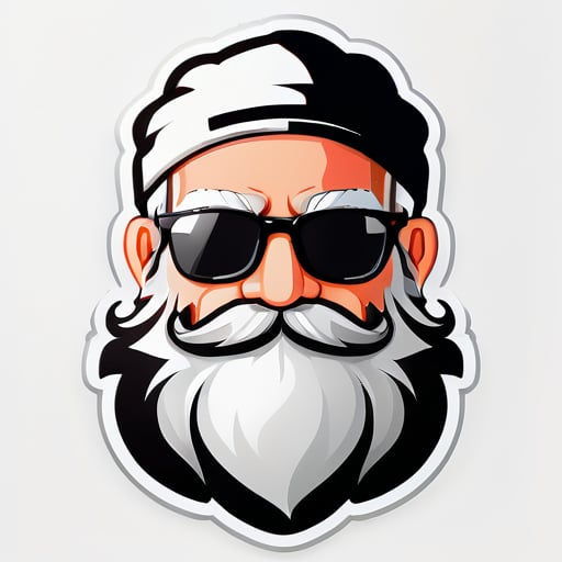 Beard: Well-groomed, stylish white beard for a wise and experienced look.
Glasses: Modern, sleek black glasses adding sophistication and intelligence.
Cap: Upside-down cap for a quirky and adventurous vibe, reflecting creativity and individuality. sticker