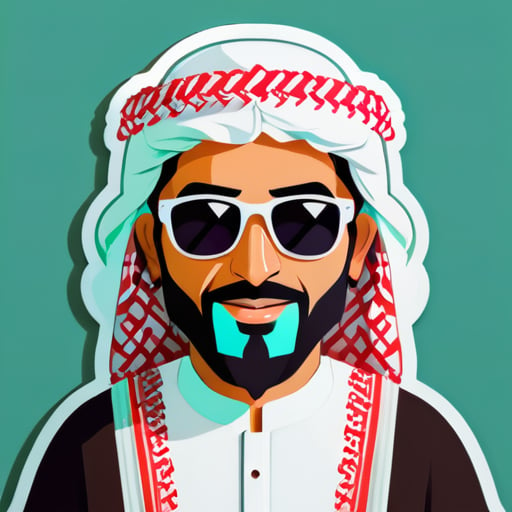 Un homme saoudien en vêtements traditionnels et lunettes de soleil sticker