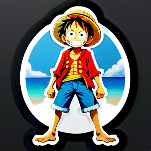 Generar una pegatina de Monkey D. Luffy de One Piece en el mar sticker