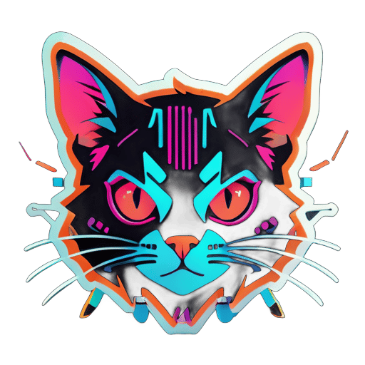 mèo cyberpunk sticker