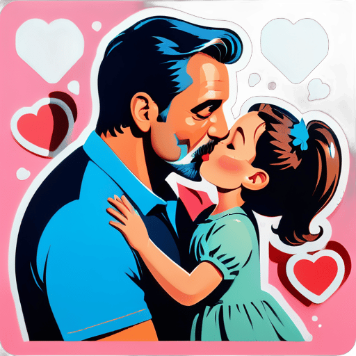 아버지가 딸에게 키스하는 모습 sticker
