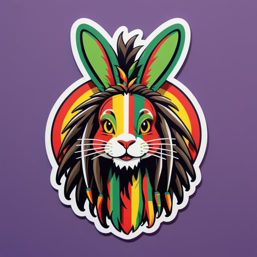Conejo Reggae con Rastas sticker