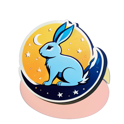 Rabbit on moon sticker sticker