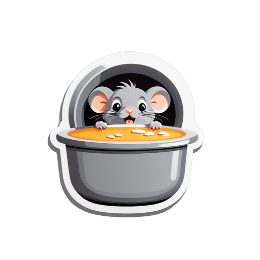 Ratón gris acechando en una cocina sticker