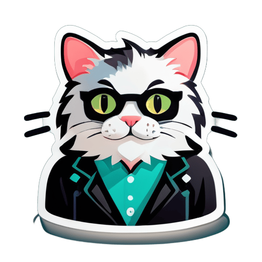 cat that is an software engineer sticker
