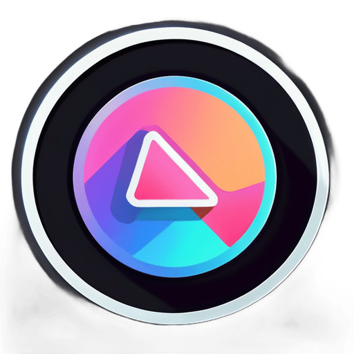 Logo kết hợp giữa nút phát hình tam giác và hình tròn sticker