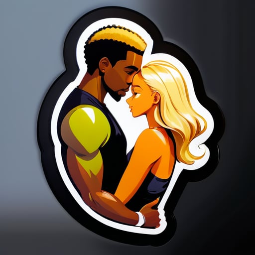 Hombre negro y chica rubia tienen sexo anal sticker