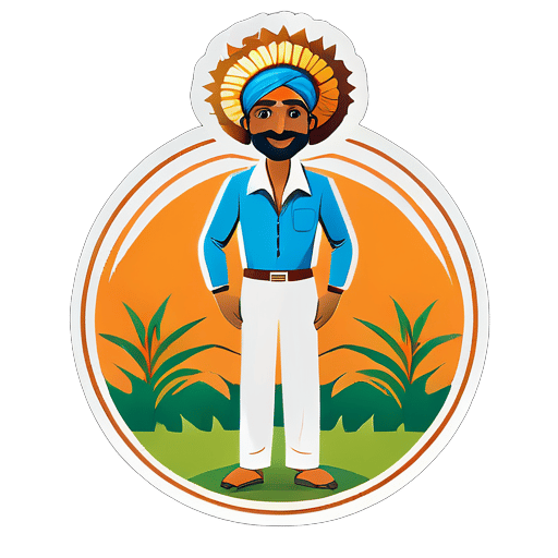 Indian Farmer full body with welcome sticker