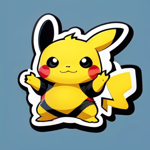 la combinación de kungfu panda y pikachu, pero el cuerpo debería ser del color de pikachu sticker