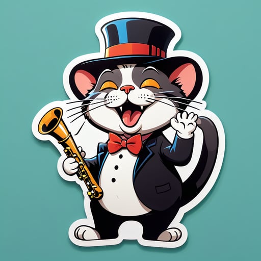 Croonende Katze mit Jazz-Hut sticker