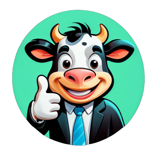 Vache de dessin animé, vendeur, pouce sticker
