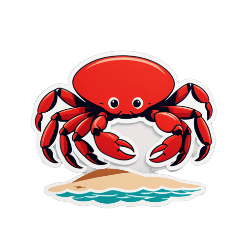 Red Crab Crawling on the Shore sticker