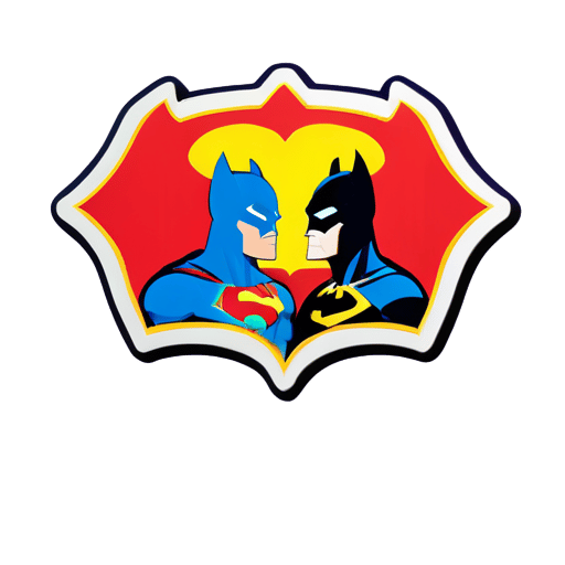 super man and a bat man staring at each other
 sticker