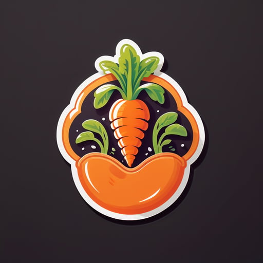 橙色胡萝卜在地里生长 sticker