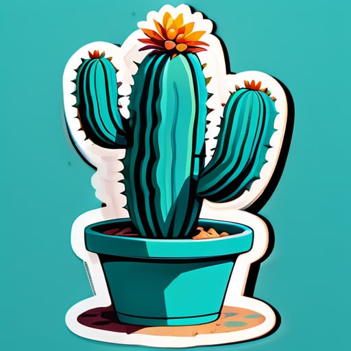 Ein sehr schöner 2-armiger türkiser Kaktus hyperrealistisch sticker