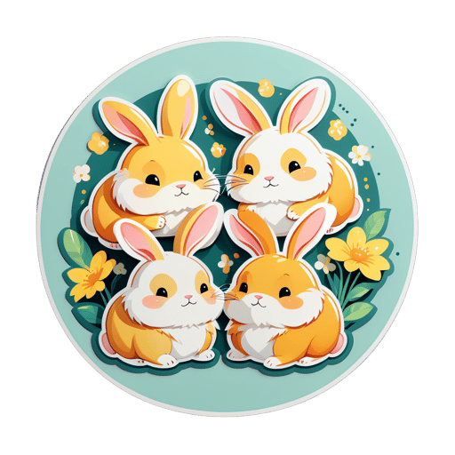 Rotund Honey Rabbits sticker