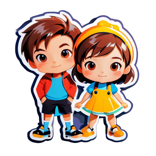 Boy and girl sticker