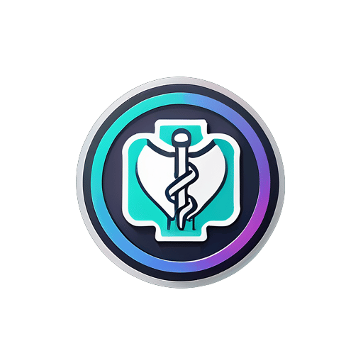 Logo for healthcare Android app modern technology sticker