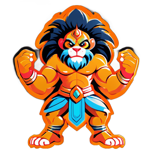 Hanuman en colère avec un lion sticker