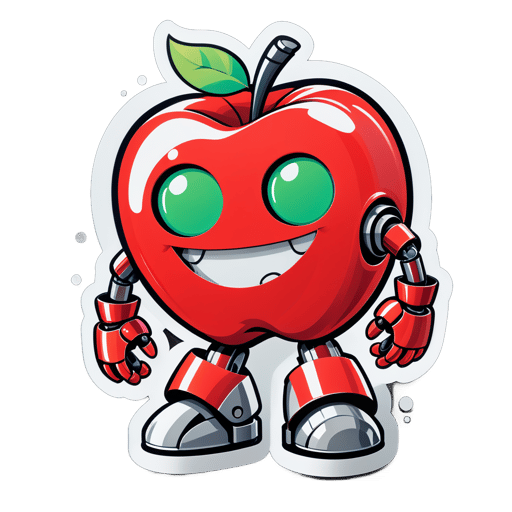 Happy Apple Robot sticker