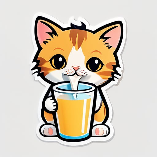 cat drinking milk
 sticker