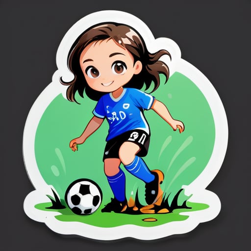 一个女孩在踢足球时摔进了泥坑里 sticker