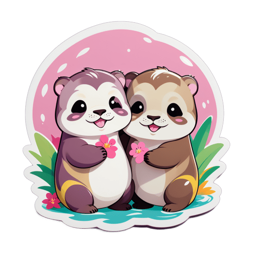 Chubby Orchid Otters sticker
