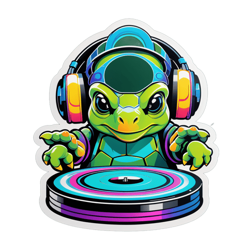 Techno Schildkröte mit Plattenspielern sticker