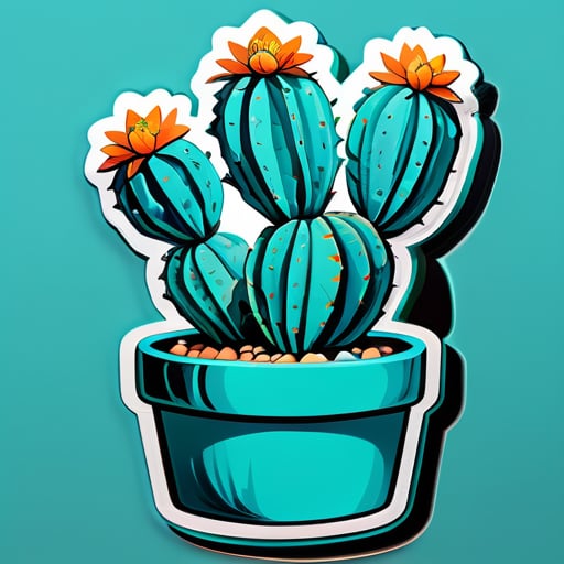 Ein sehr schöner 2-armiger türkiser Kaktus hyperrealistisch und ohne Blume sticker
