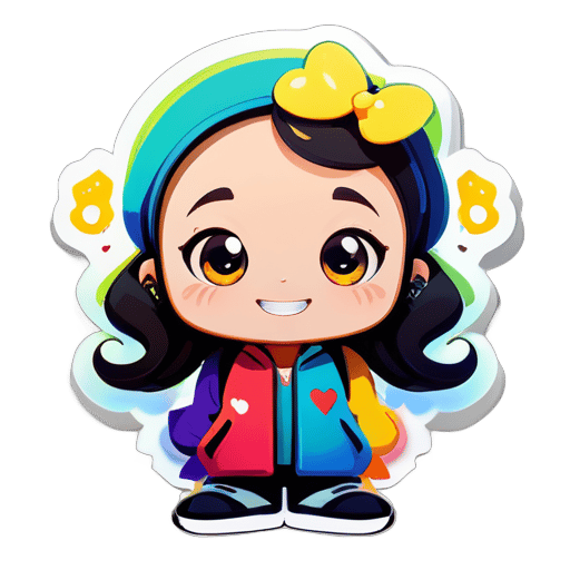very cute, character composition, cartoon style, with a white background,  sticker 2d flat art graffiti, rgb illustration. friendly cute bright smiling. --seed 100 sticker