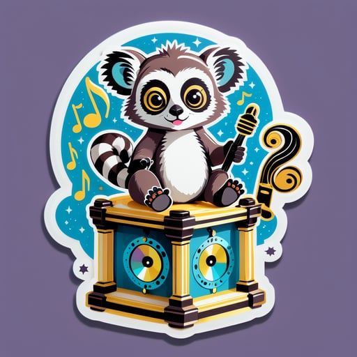 Lullaby Lemur with Music Box sticker